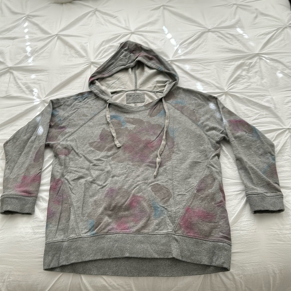 Gray long sleeve hoodie with soft graphics. Size L.